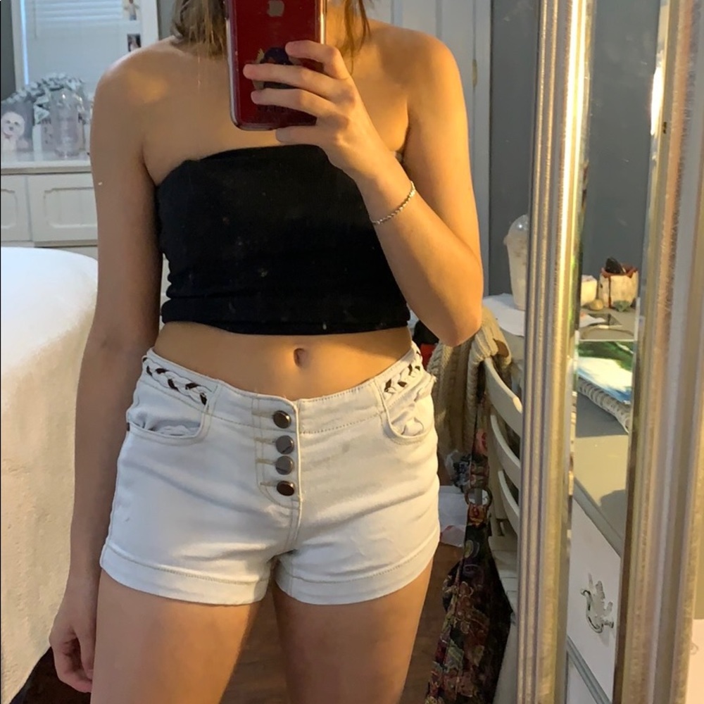 white jean shorts